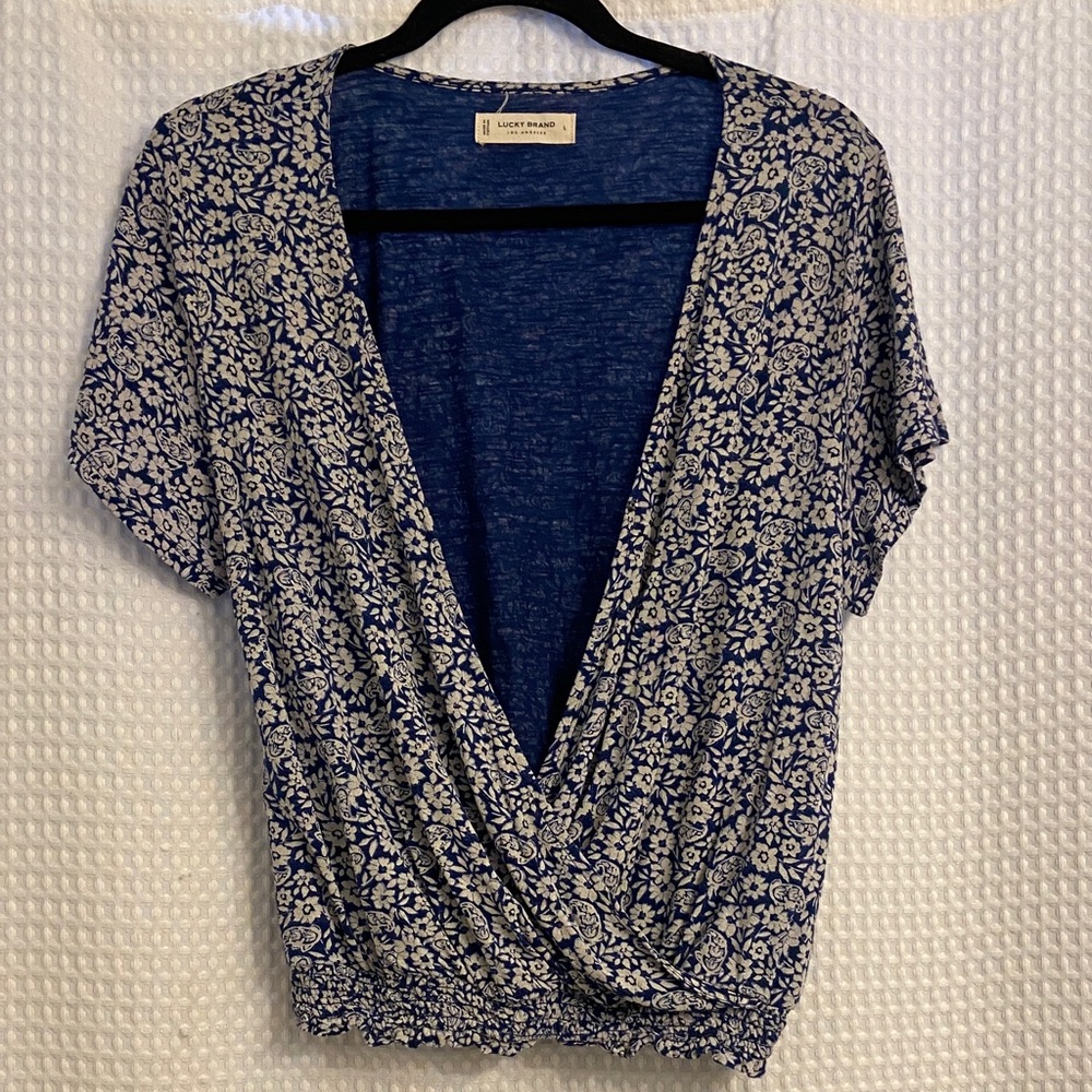 Lucky Brand Navy and white Floral Blouse
